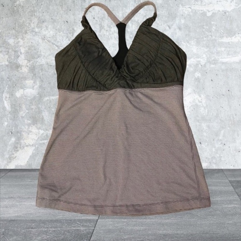 LULULEMOM Pure Balance Tank Top Gray T-Back Built In Bra Size 6